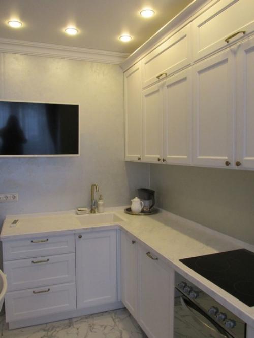 Кухня - гостиная в белом цвете. 02