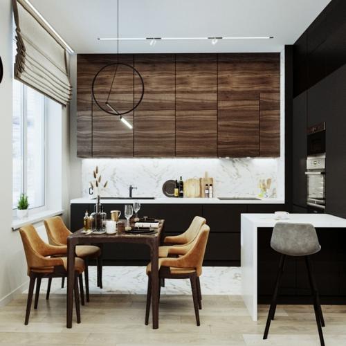 Уютная кухня - гостиная в проекте квартиры в Москве. 03