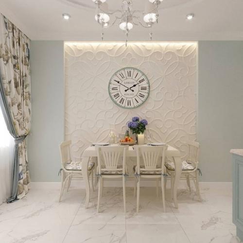 Кухня в нежном голубом цвете. 02