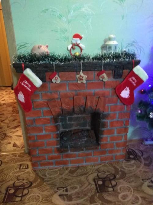 Готовлюсь к новому году) идея камина из пeнoплaстa. 09