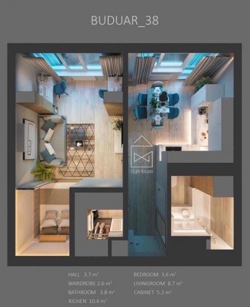 Планировка однушки, 38 кв. 09