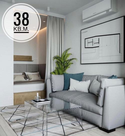 Планировка однушки, 38 кв.