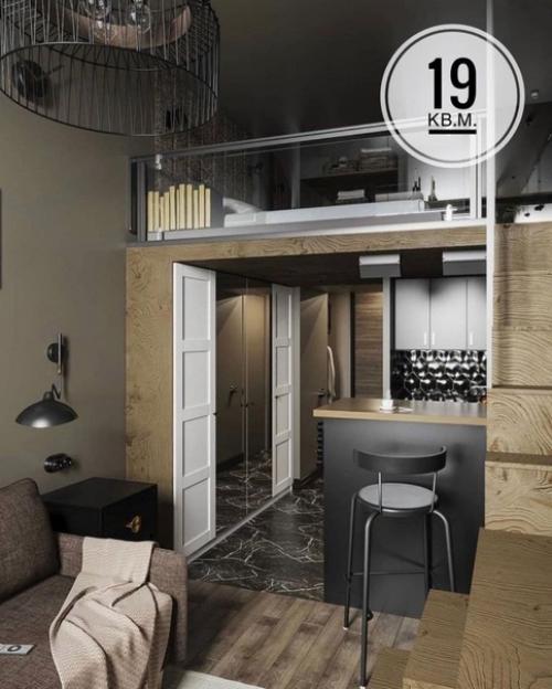 Двухуровневая квартира площадью всего лишь 19 кв.