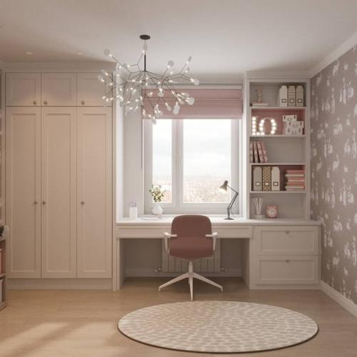 Проект детской комнаты в нежном розовом цвете. 06