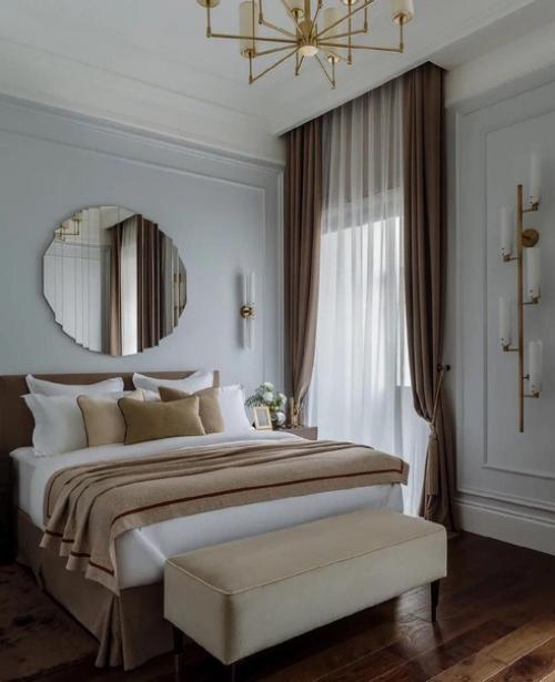 Спокойный и приятный интерьер спальни.