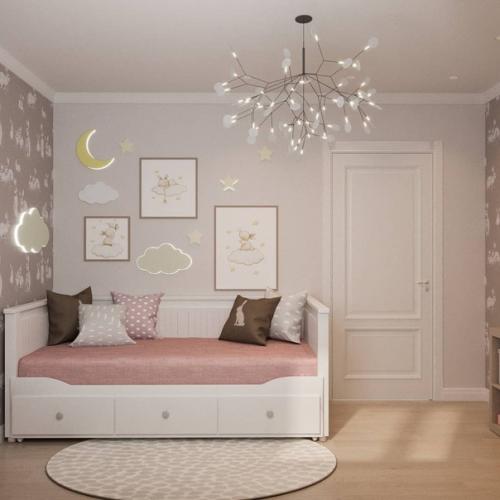 Проект детской комнаты в нежном розовом цвете. 02