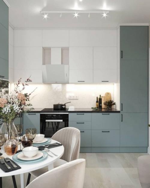 Отличное решение по дизайну в кухне - гостиной.