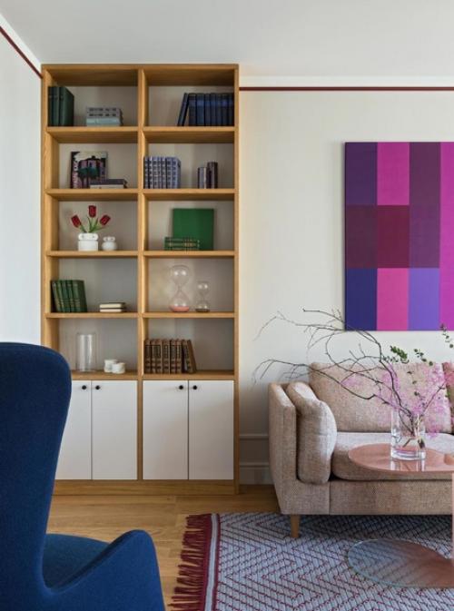 Какой интересный интерьер с ненавязчивым акцентом цвета фуксии. 02