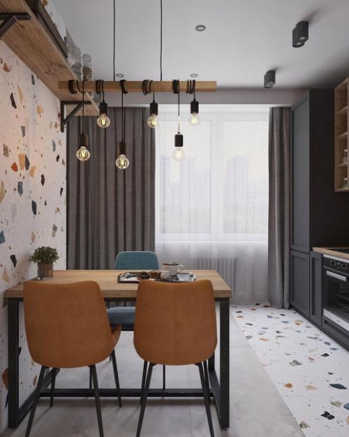 Серая кухня с яркими вкраплениями. 06