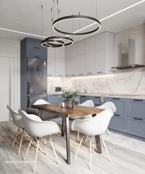 Дизайн - проект кухни с большим обеденным столом. 01