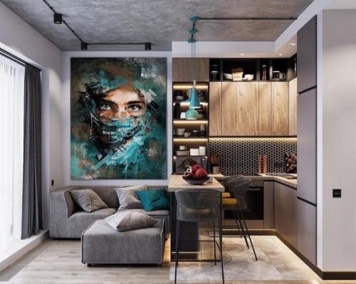 Какой интересный дизайн - проект в небольшой квартире.