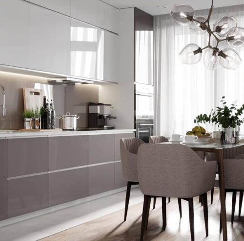 Красивый интерьер просторной кухни - гостиной. 04