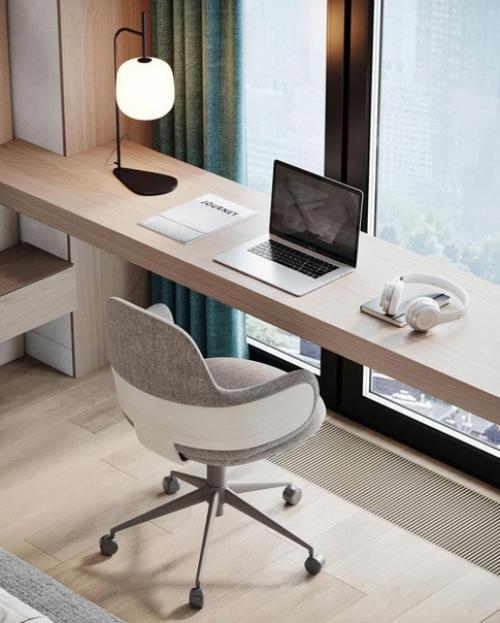 Спальня с рабочим столом у окна. 01