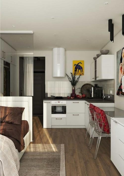 Вместить всё необходимое - задача выполнена а площадь этой квартирки - 20 кв.