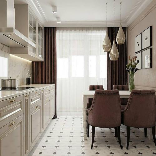 Дизайн - проект кухни, гостиной и прихожей в едином стиле.