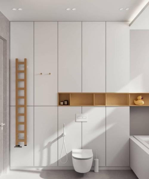 Белоснежный совмещённый санузел в частном доме. 02