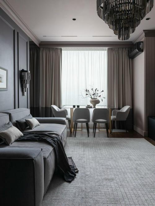 Темный интерьер с эффектом заката. 02