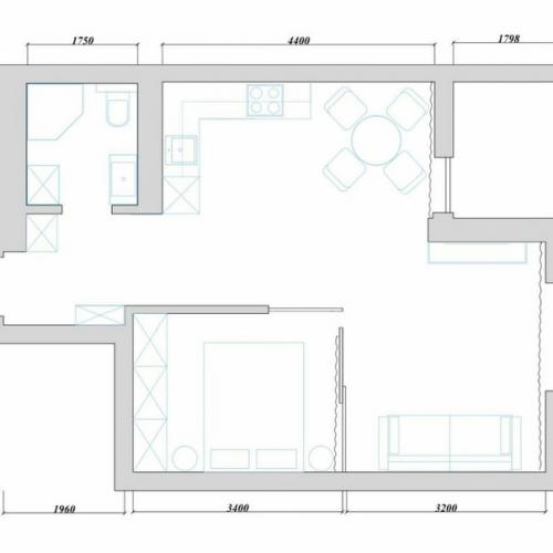 Однокомнатная квартира с выделенной спальной зоной. 07
