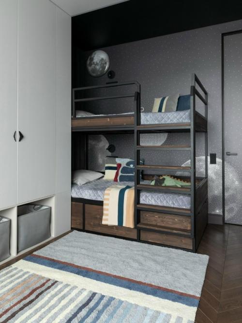 Темный интерьер с эффектом заката. 04