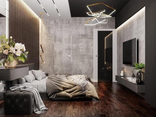 Дизайн - проект спальни с элементами лофта.