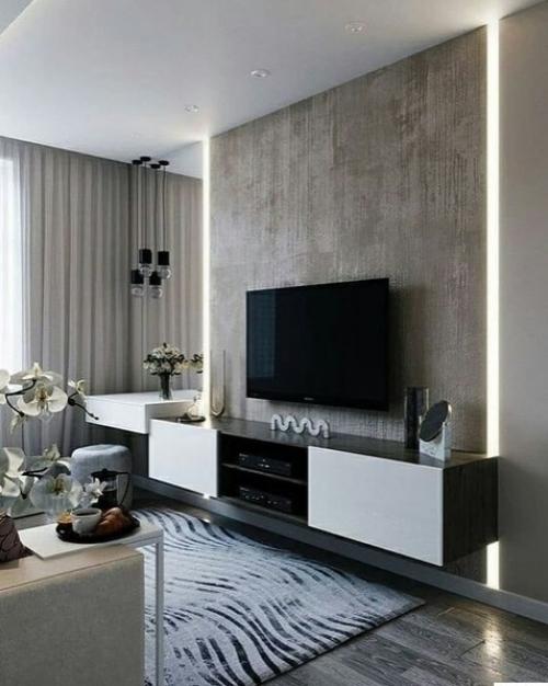 Как интересно оформить стену с телевизором. 09