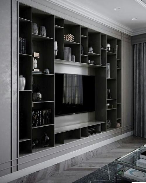 Как интересно оформить стену с телевизором. 05