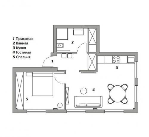 Дизайн - проект квартиры, площадью 43 кв. 08
