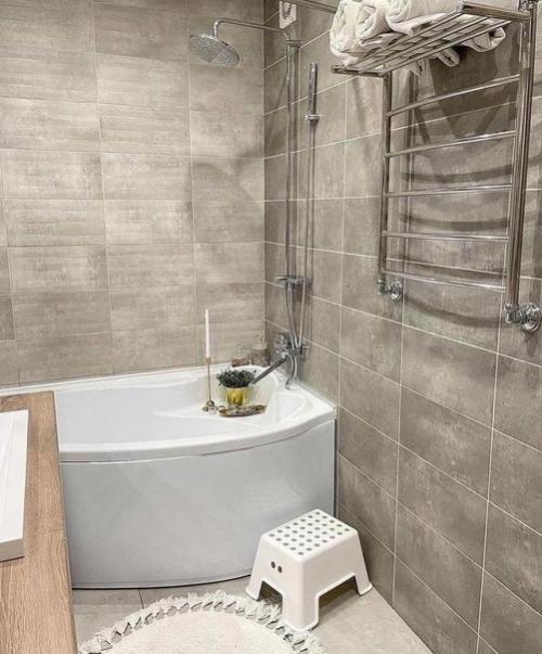 Совмещенный санузел в сером цвете. 02