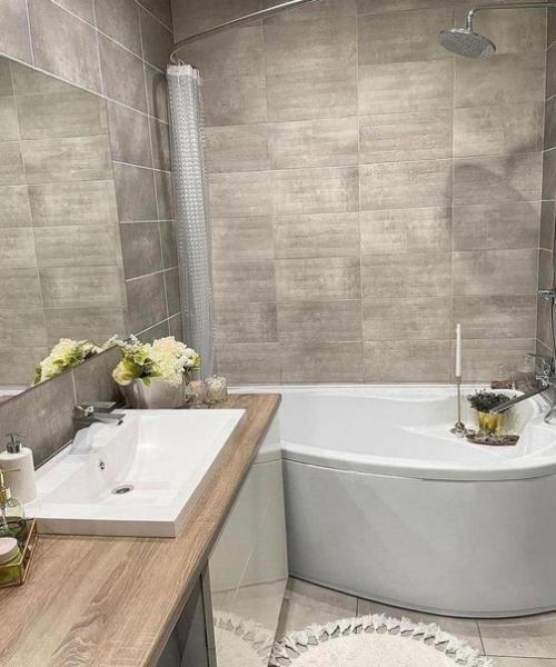 Совмещенный санузел в сером цвете. 01