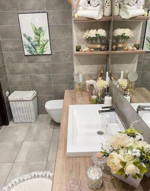 Совмещенный санузел в сером цвете. 03