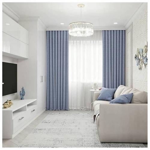 Однокомнатная квартира в холодной цветовой гамме.