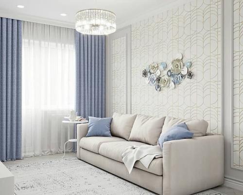 Однокомнатная квартира в холодной цветовой гамме. 01