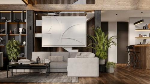 Интерьер в загородном доме, который впечатляет своей строгостью и стилем. 06