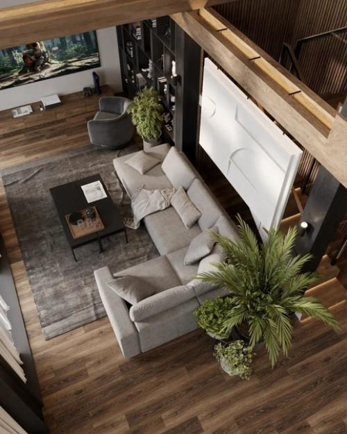 Интерьер в загородном доме, который впечатляет своей строгостью и стилем. 08