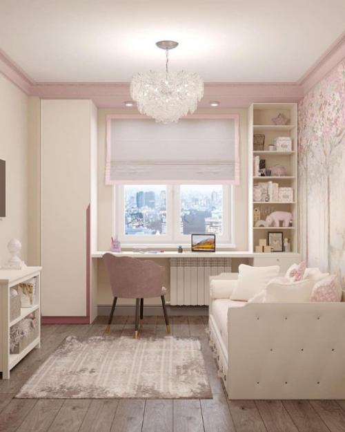 Какая нежная расцветка кухни. 05