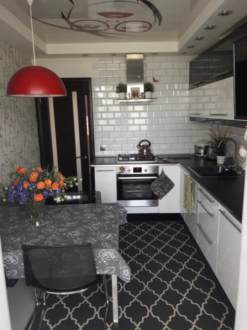 Кухня в черном и белом цвете. 03