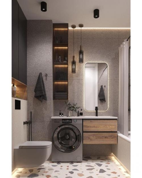 Два варианта дизайна совмещенного санузла.