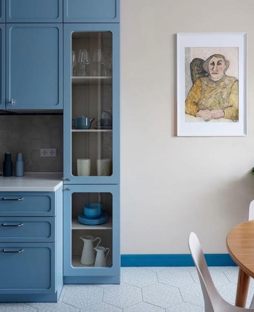 Голубой цвет в интерьере однокомнатной квартиры. 04