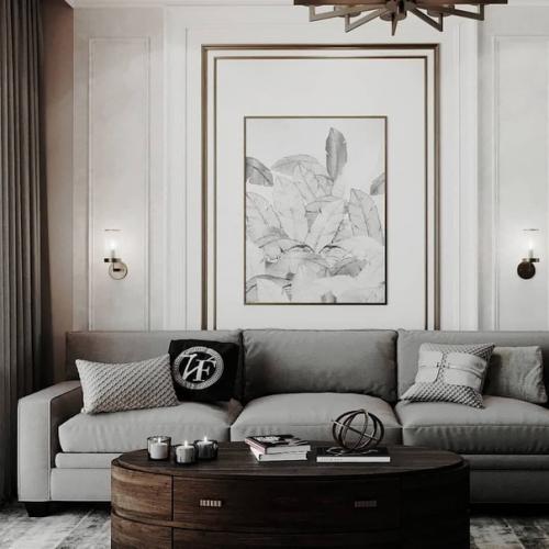 Монохромный дизайн кухни - гостиной. 02