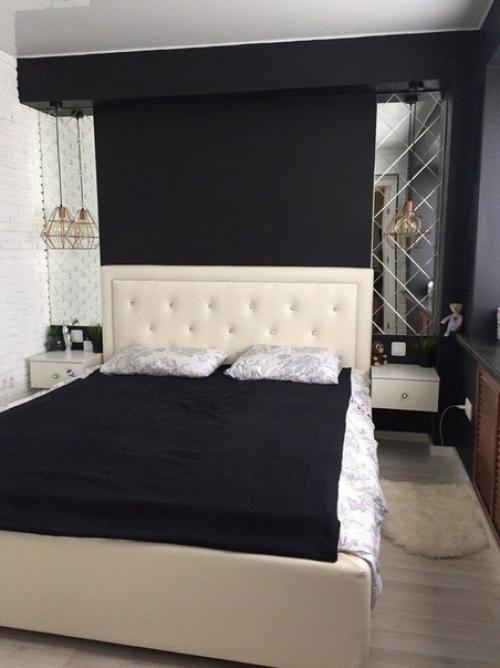 Вот это переделка спальня в черном цвете. 01
