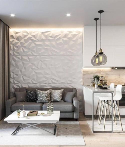 Кухня - гостиная. Отличное решение для интерьера такого небольшого помещения.