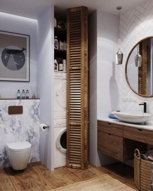 Посмотрите, как здорово придумали спрятать стиралку с сушилкой. 01