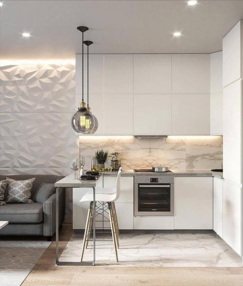 Кухня - гостиная. Отличное решение для интерьера такого небольшого помещения. 01