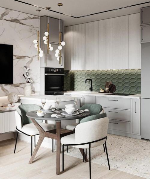 Стильный дизайн кухни - гостиной. 02