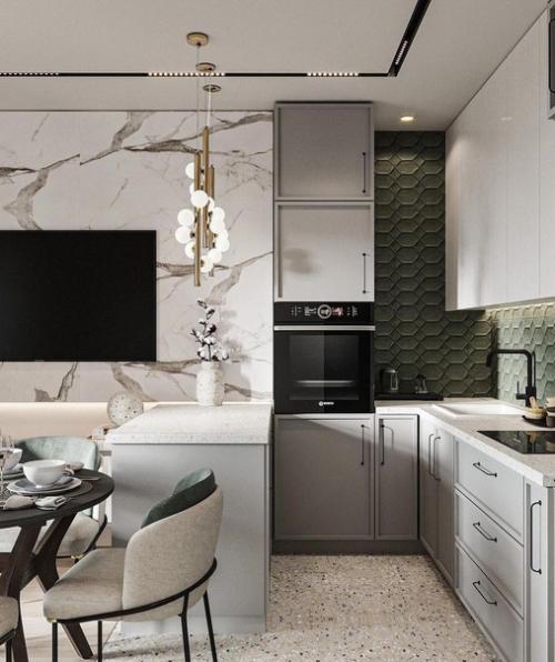 Стильный дизайн кухни - гостиной. 01