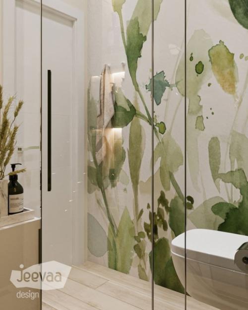 Санузел оливкового цвета.