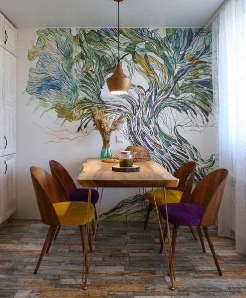 Яркий дизайн квартиры с отреставрированной винтажной мебелью. 02