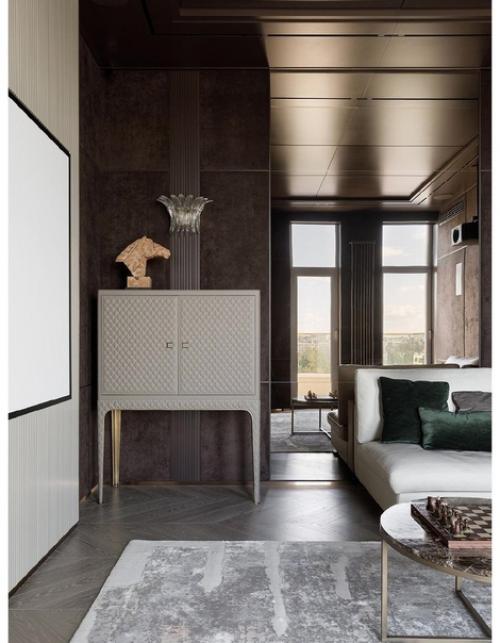 Интерьер квартиры со свободной планировкой и огромными окнами в пол. 03