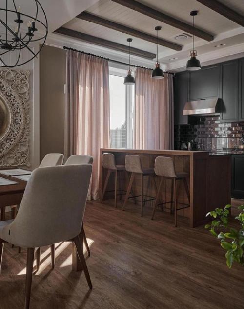Уютный интерьер кухни - гостиной от дизайнеров Марии и Максима хахилевых. 03