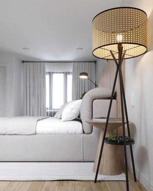 Лондонская мансарда от студии дизайна Jeevaa, где расположилась вот такая минималистичная и уютная спальня. 01